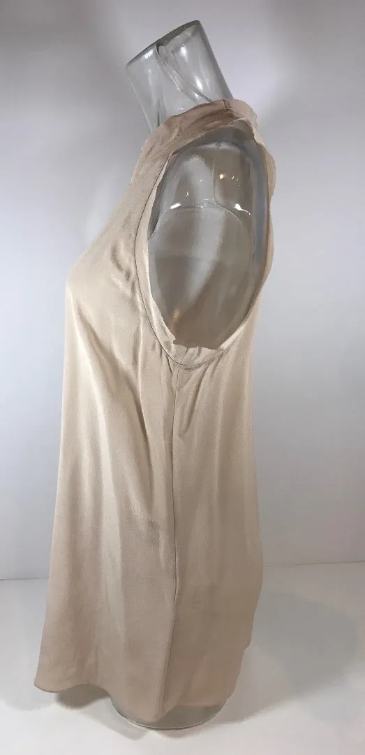 PHILLIP LIM 3.1 Nude Sleeveless Silk Asymmetrical Hem Top Size 2