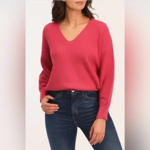 Philosophy Pointelle Sleeve V-Neck Sweater