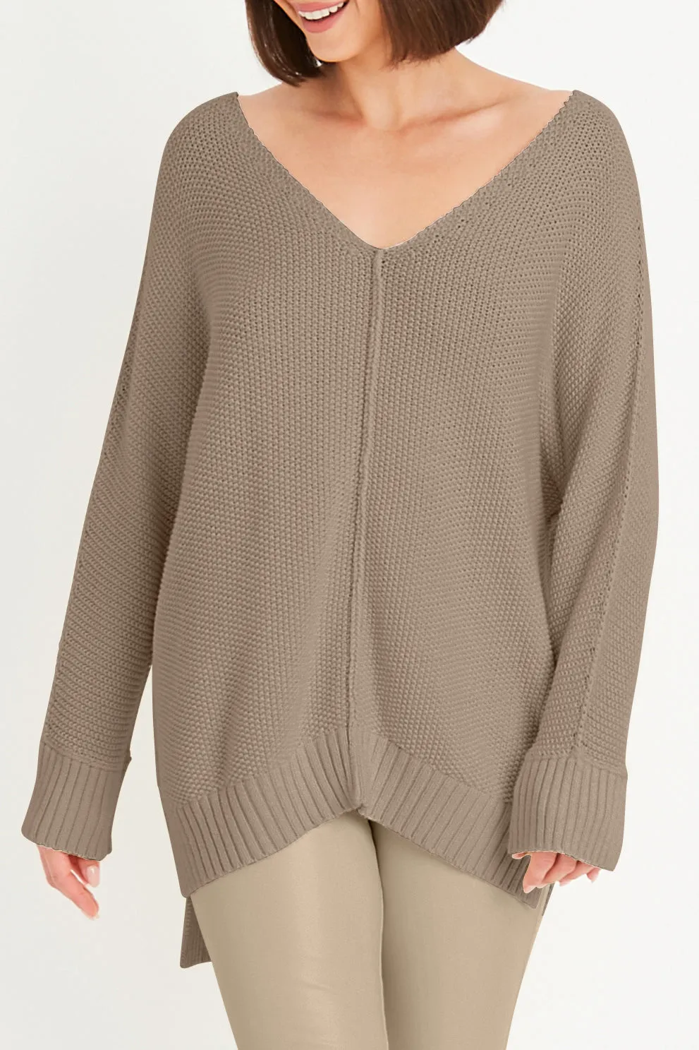 Pima Cotton Pebble V Neck Sweater