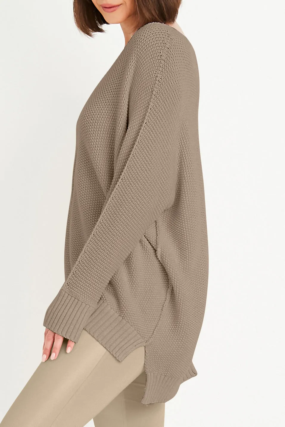 Pima Cotton Pebble V Neck Sweater