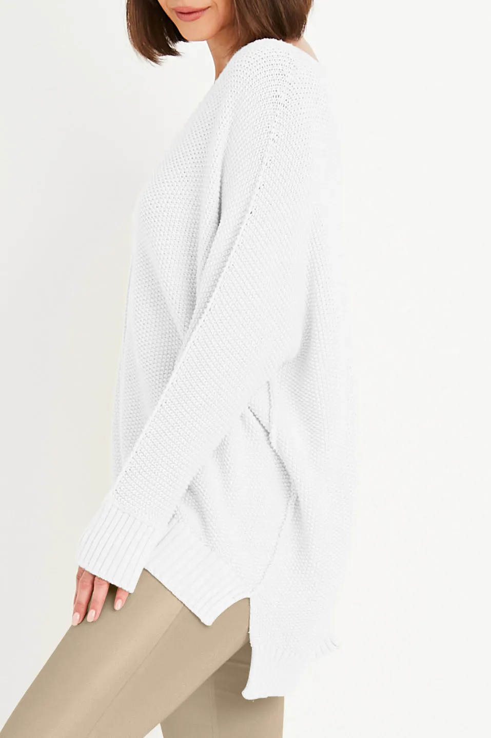 Pima Cotton Pebble V Neck Sweater