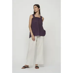 Pistache Sleeveless Bunched Linen Top