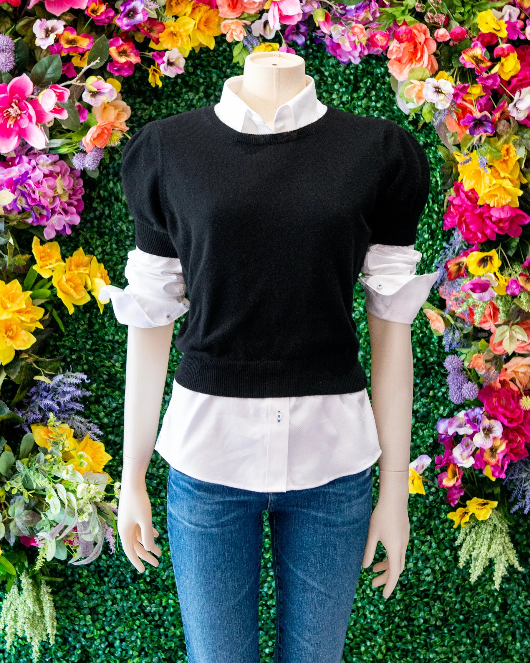 Pleated Sleeve Silk Cashmere Sweater