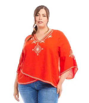 Plus Size Bracelet Sleeve Asymmetric Top