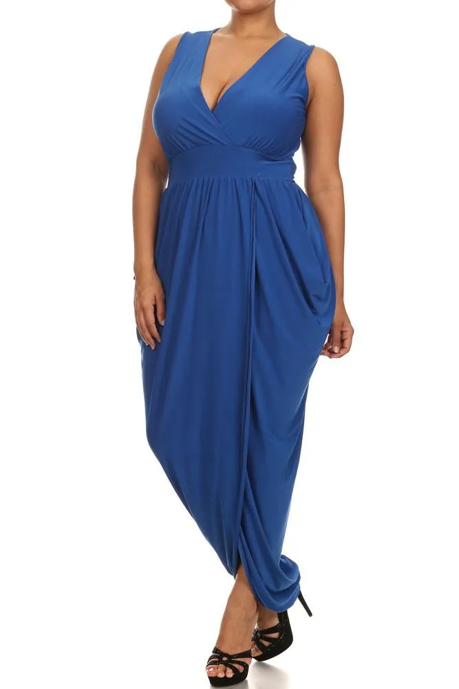 Plus Size Radiance Tulip Hem Blue Maxi Dress