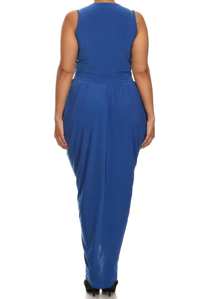Plus Size Radiance Tulip Hem Blue Maxi Dress