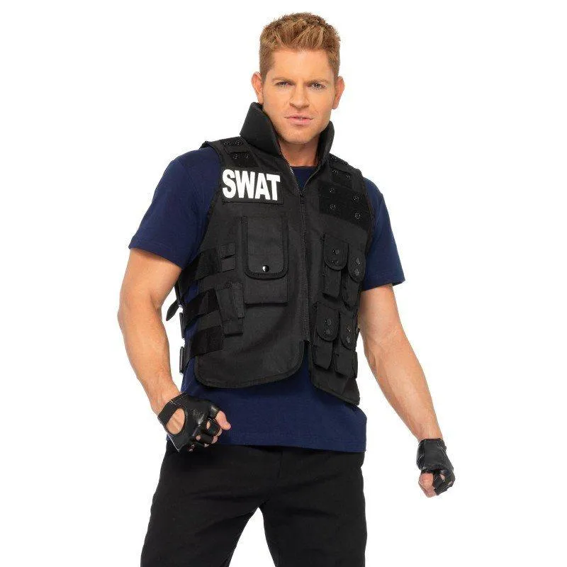 Police SWAT Commander Mens Adult Costume Police Vest FBI Jacket