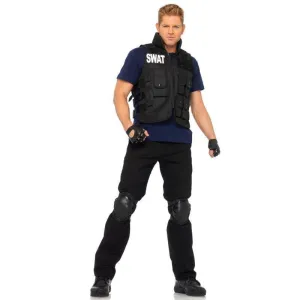 Police SWAT Commander Mens Adult Costume Police Vest FBI Jacket