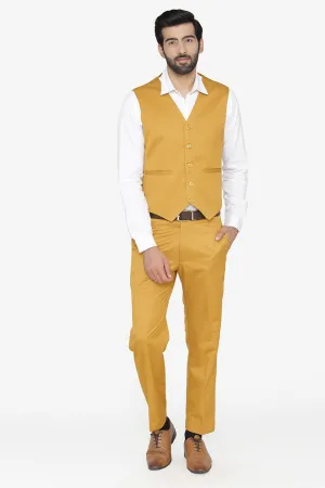 Polyester Cotton Brown Vest and Pant Set