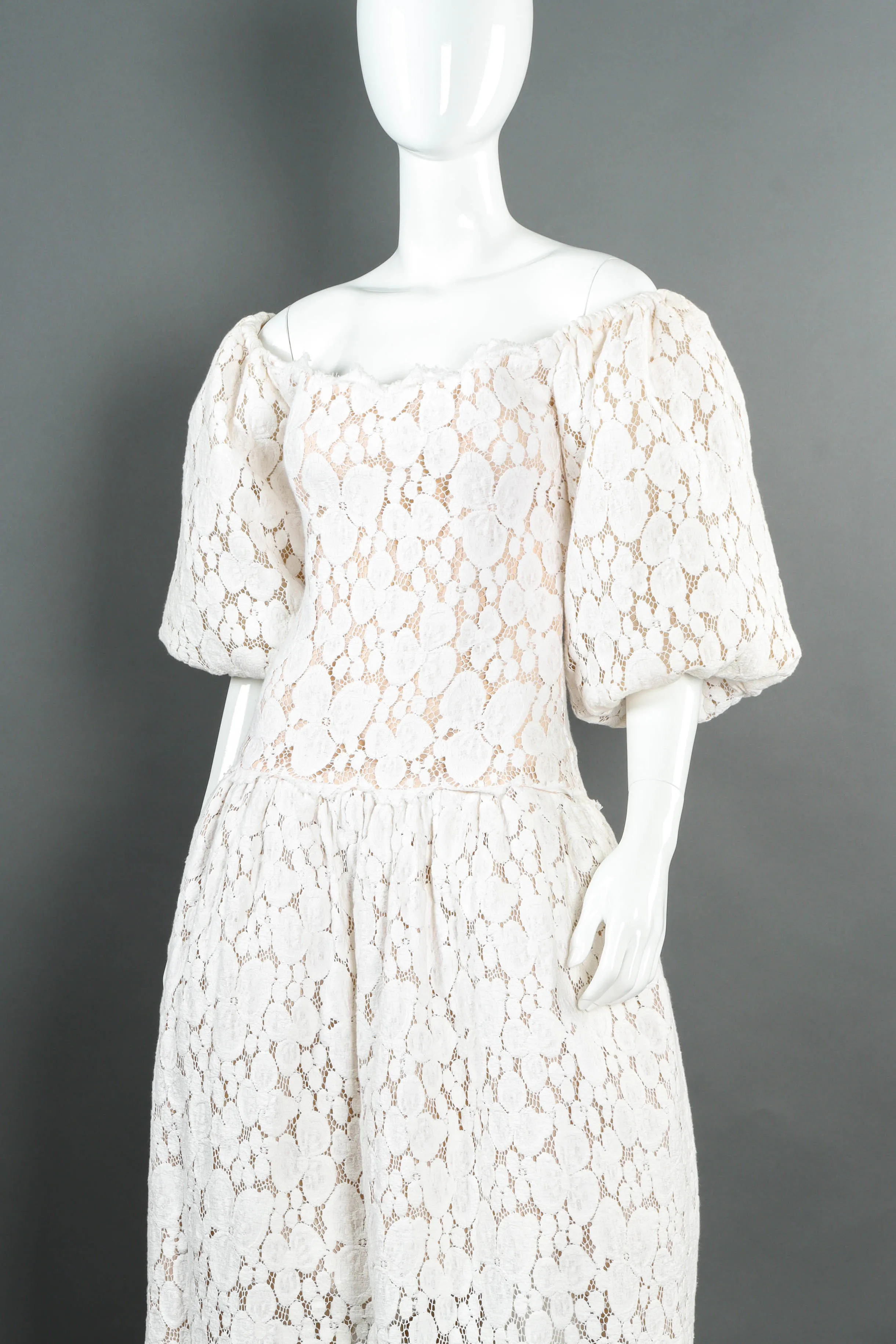 Puffy Lace Off-Shoulder Dress