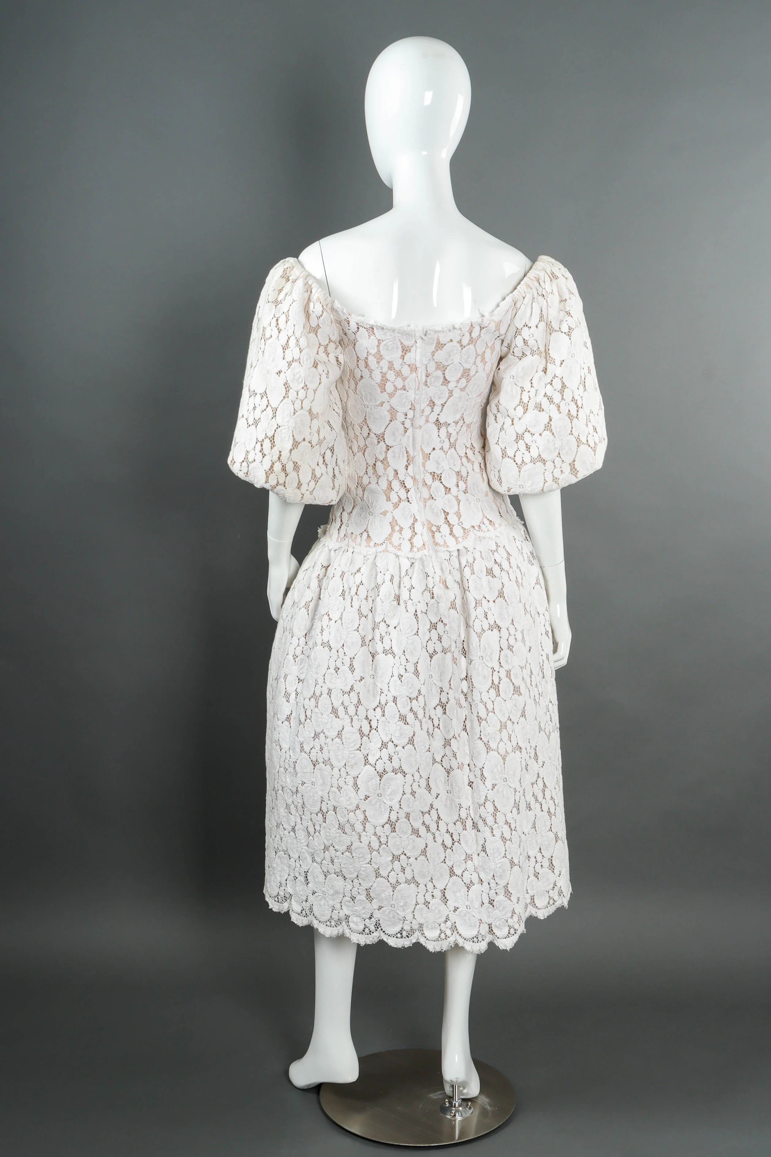 Puffy Lace Off-Shoulder Dress