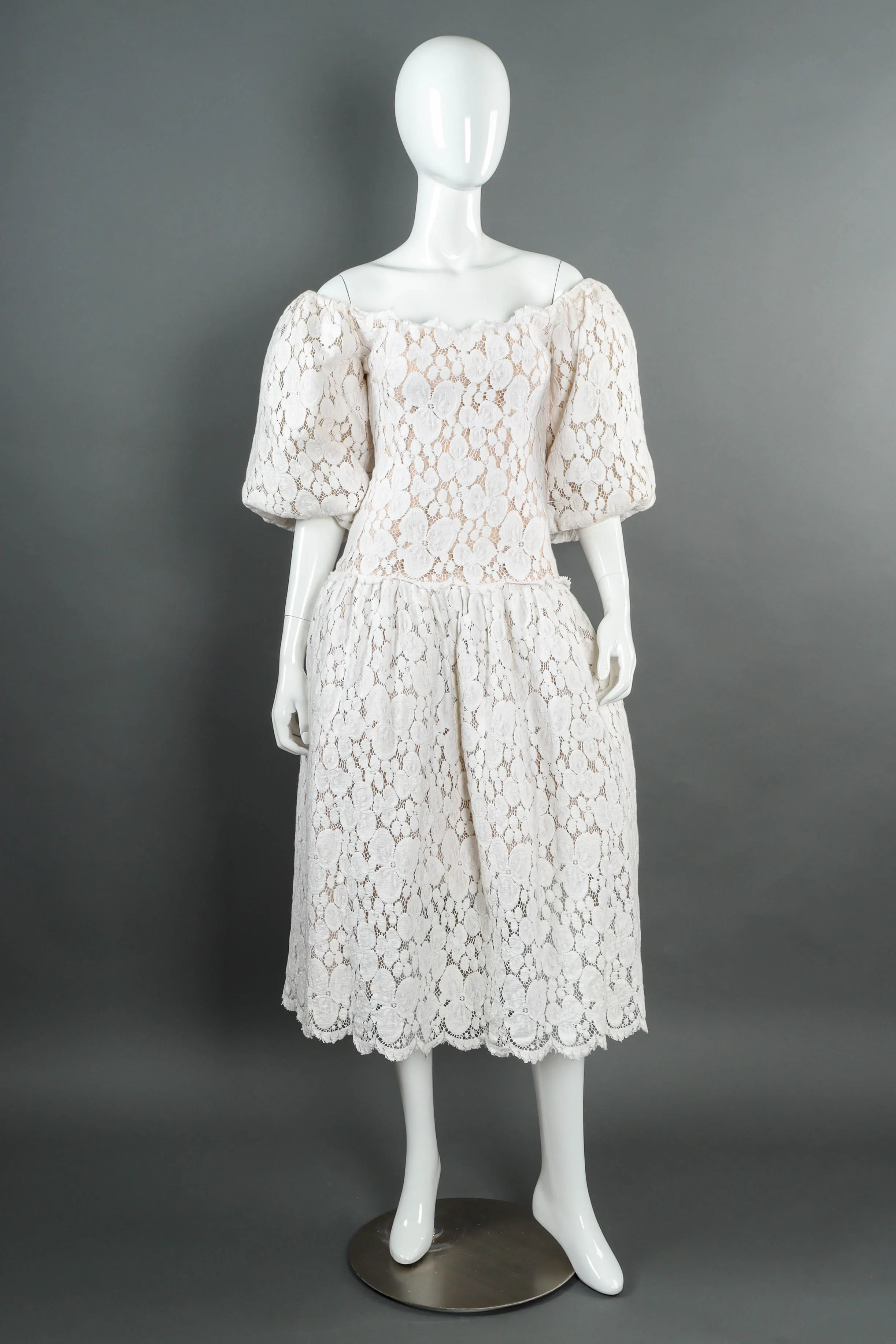 Puffy Lace Off-Shoulder Dress