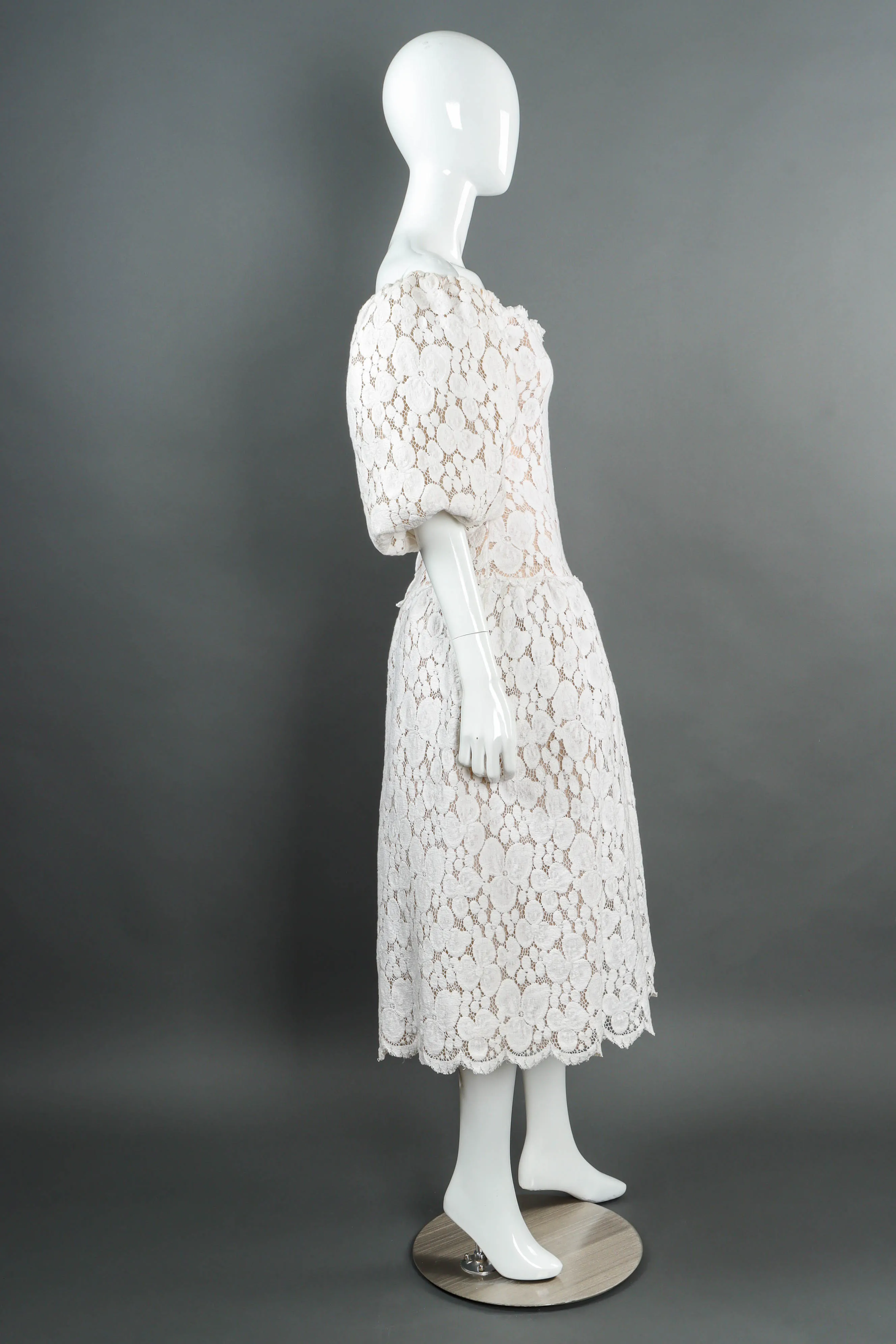 Puffy Lace Off-Shoulder Dress
