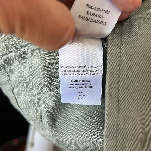 Rails Sahara Daisy Embroidered Linen and Tencel Utility Green Jacket Sz S