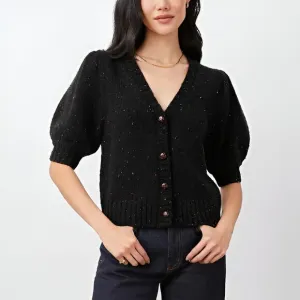 Rails Womens Isla Short Sleeve Wool Blend Cardigan Sweater Size S Black Confetti