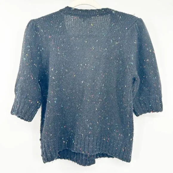 Rails Womens Isla Short Sleeve Wool Blend Cardigan Sweater Size S Black Confetti