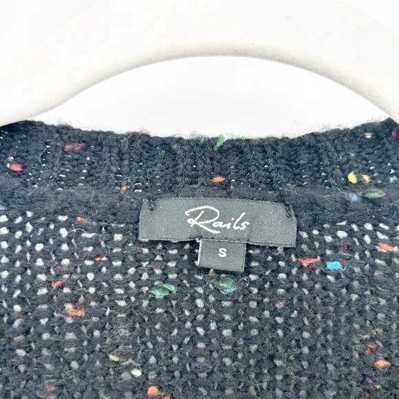 Rails Womens Isla Short Sleeve Wool Blend Cardigan Sweater Size S Black Confetti