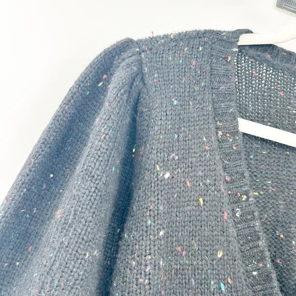 Rails Womens Isla Short Sleeve Wool Blend Cardigan Sweater Size S Black Confetti