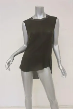 Raquel Allegra Tank Top Dark Brown Silk & Jersey Size 0 Sleeveless Muscle Tee