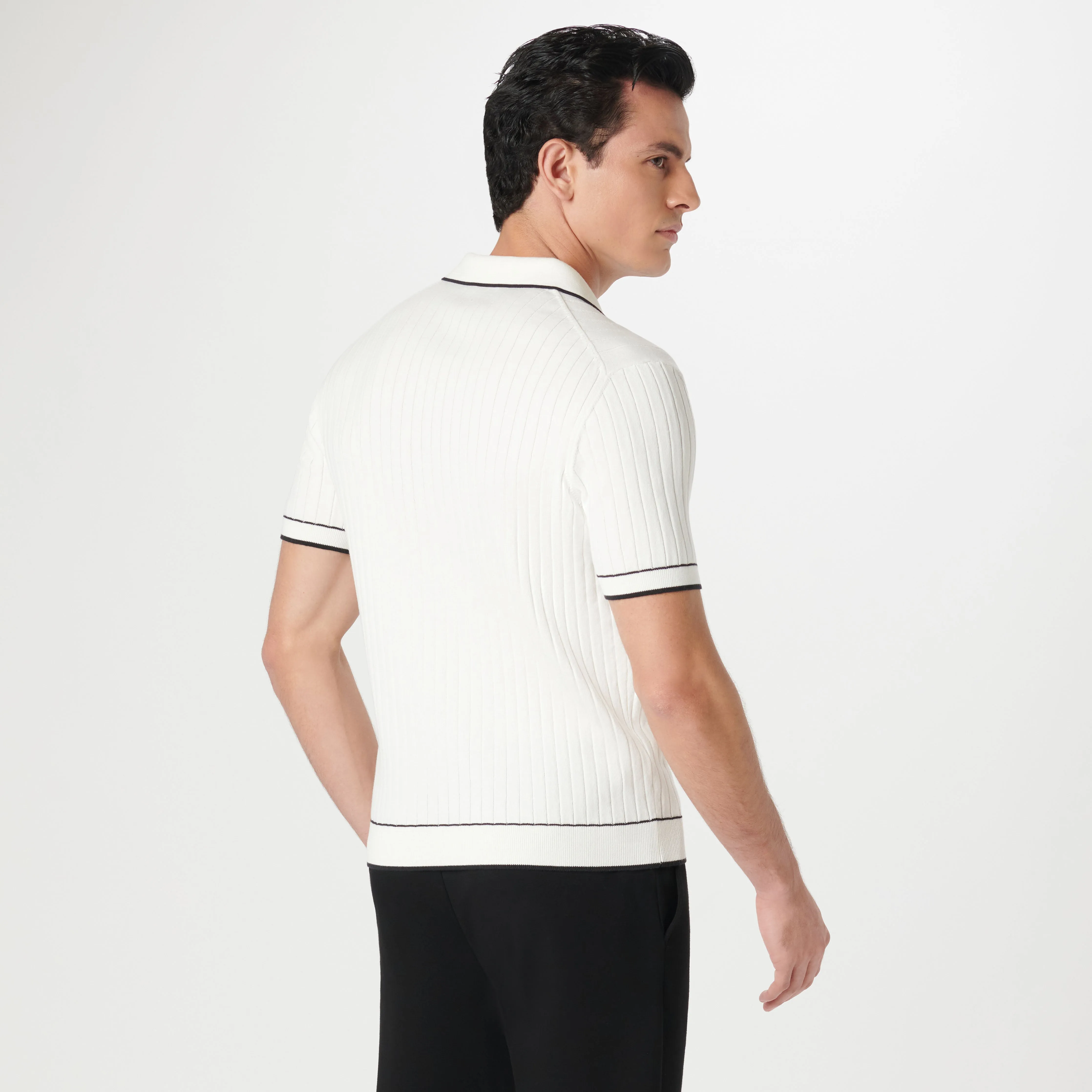 Rib Stitch Short Sleeve Johnny Sweater