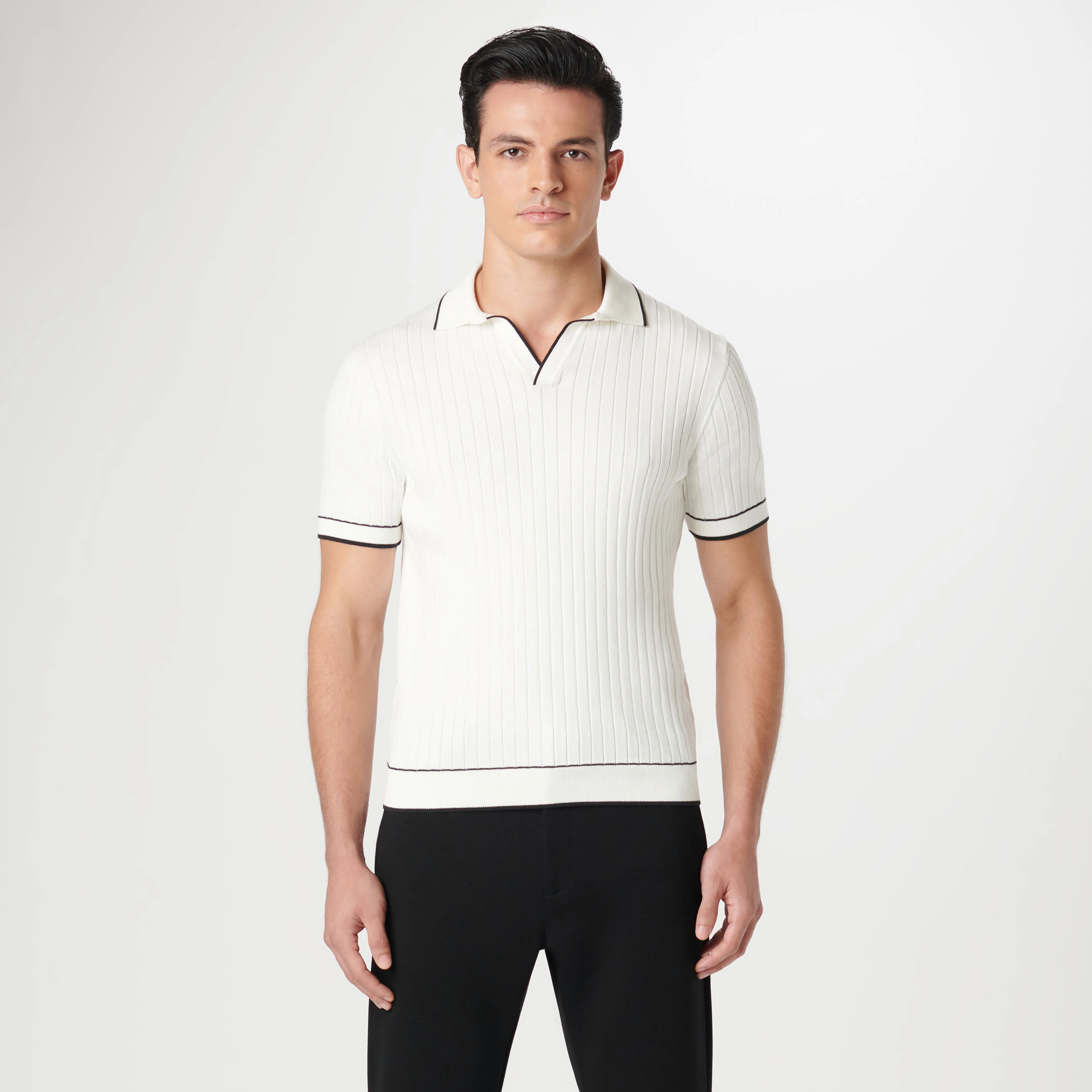 Rib Stitch Short Sleeve Johnny Sweater