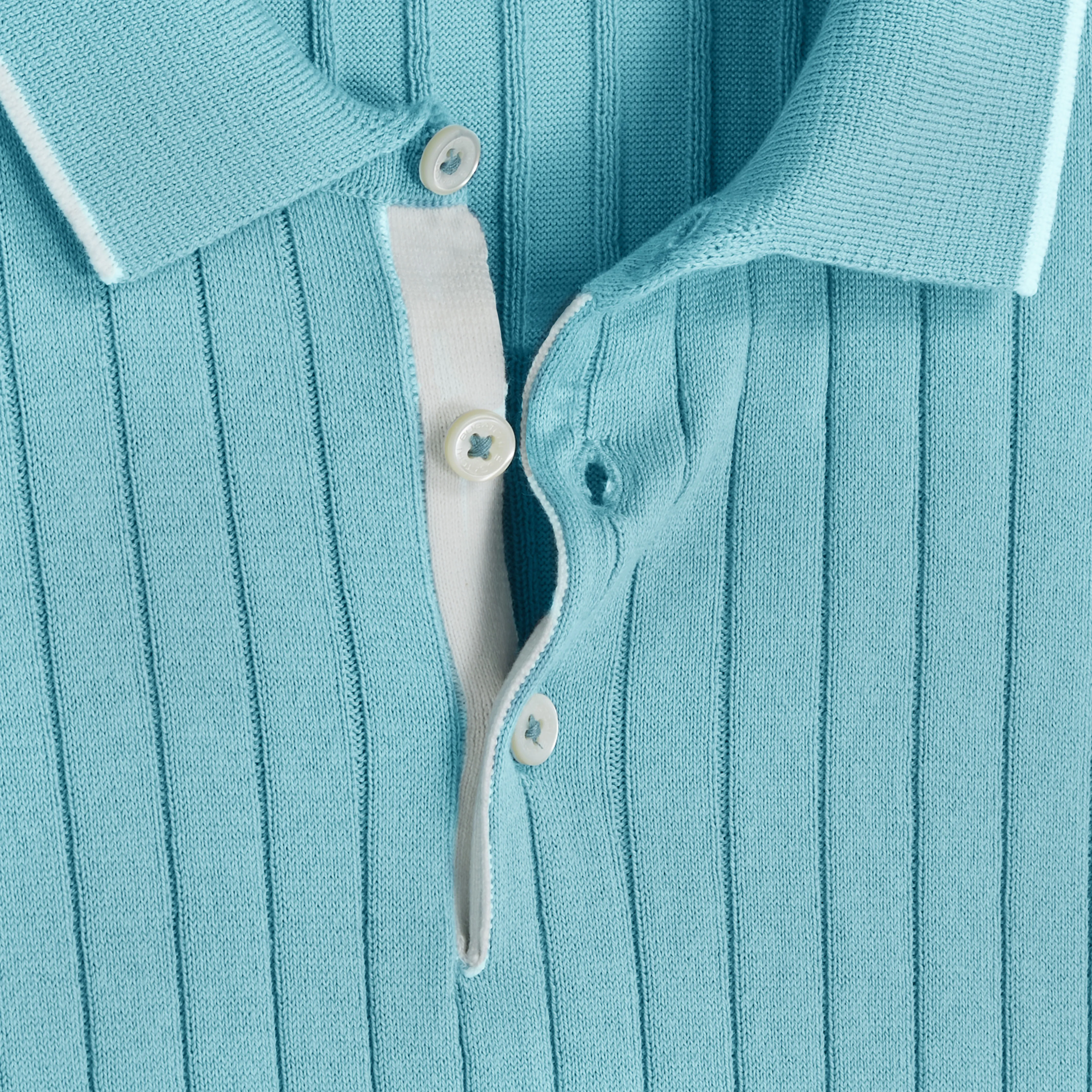 Rib Stitch Short Sleeve Polo Sweater