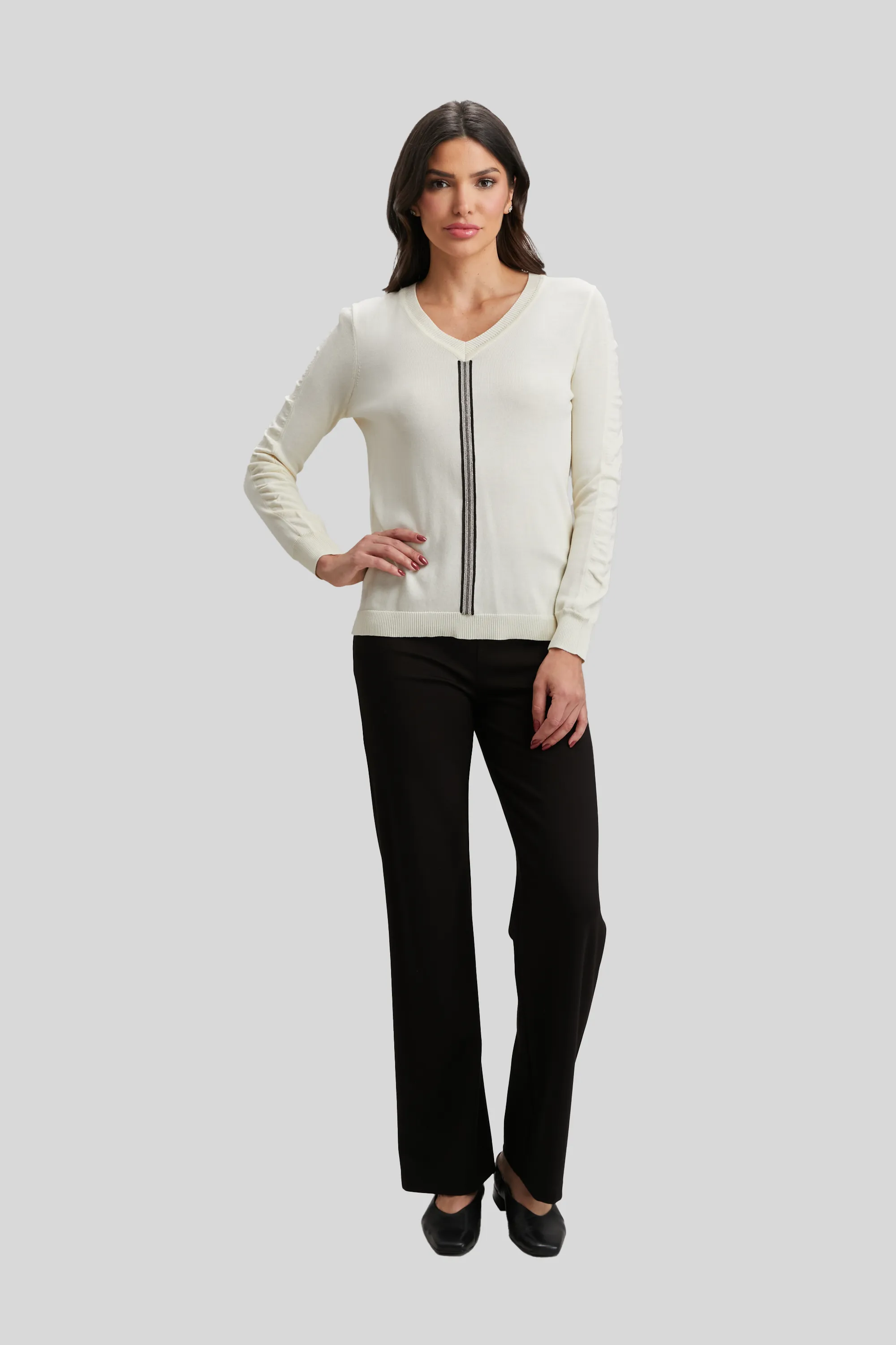Ribbon Trim V-neck - FINAL SALE