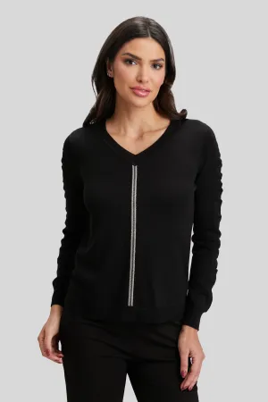 Ribbon Trim V-neck - FINAL SALE