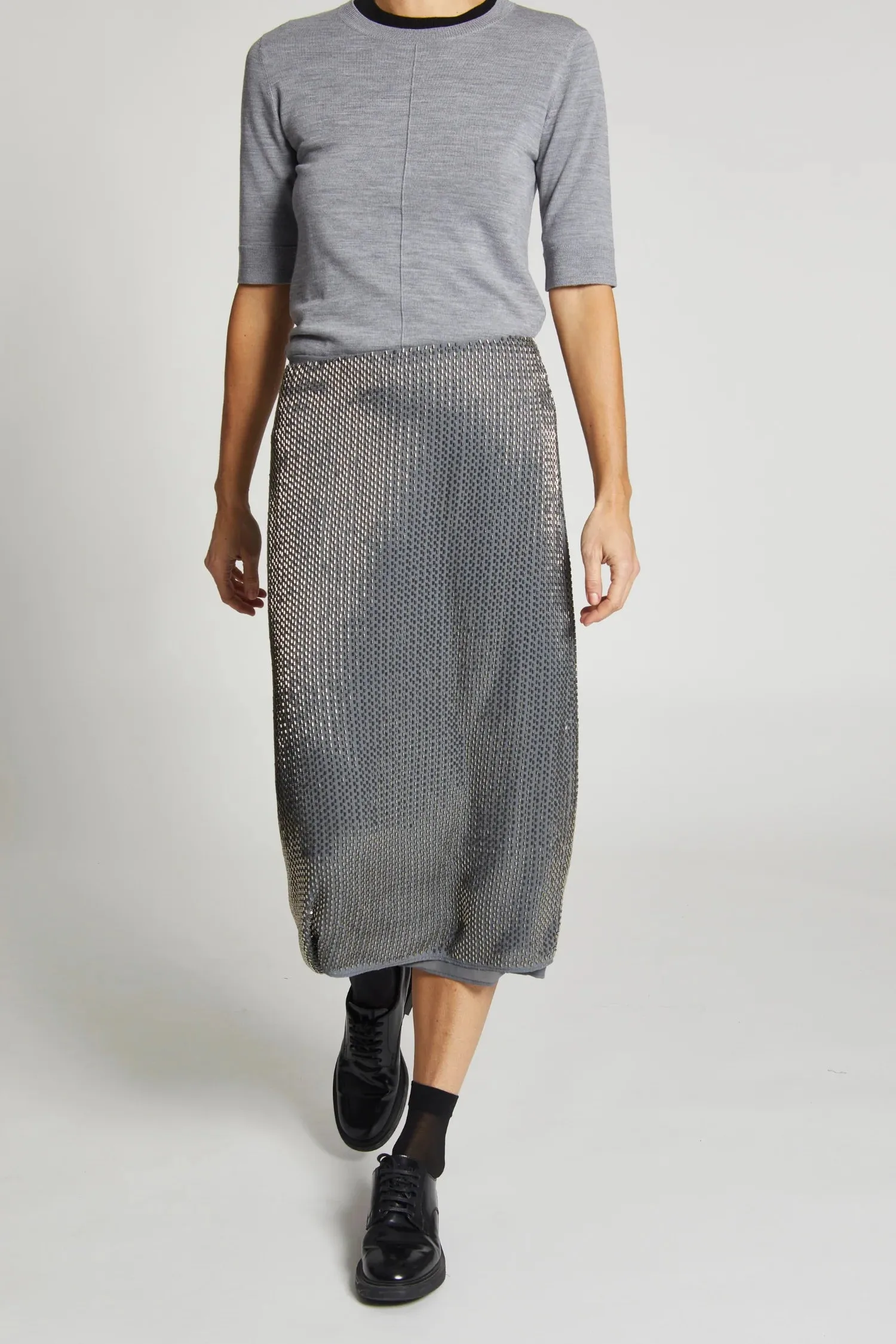 Saint Art New York - Lucia Short Sleeve Sweater (Heather Grey)