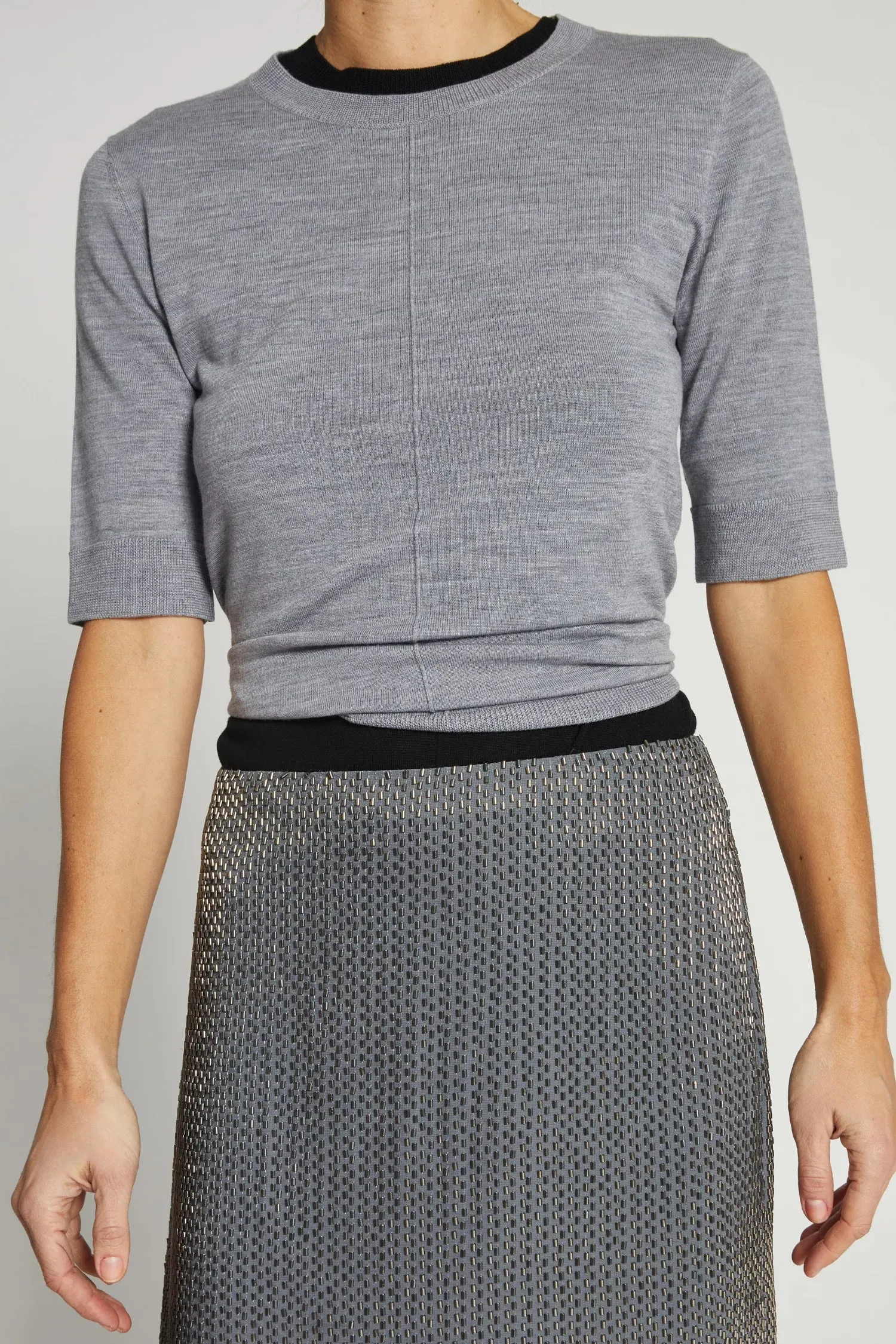 Saint Art New York - Lucia Short Sleeve Sweater (Heather Grey)