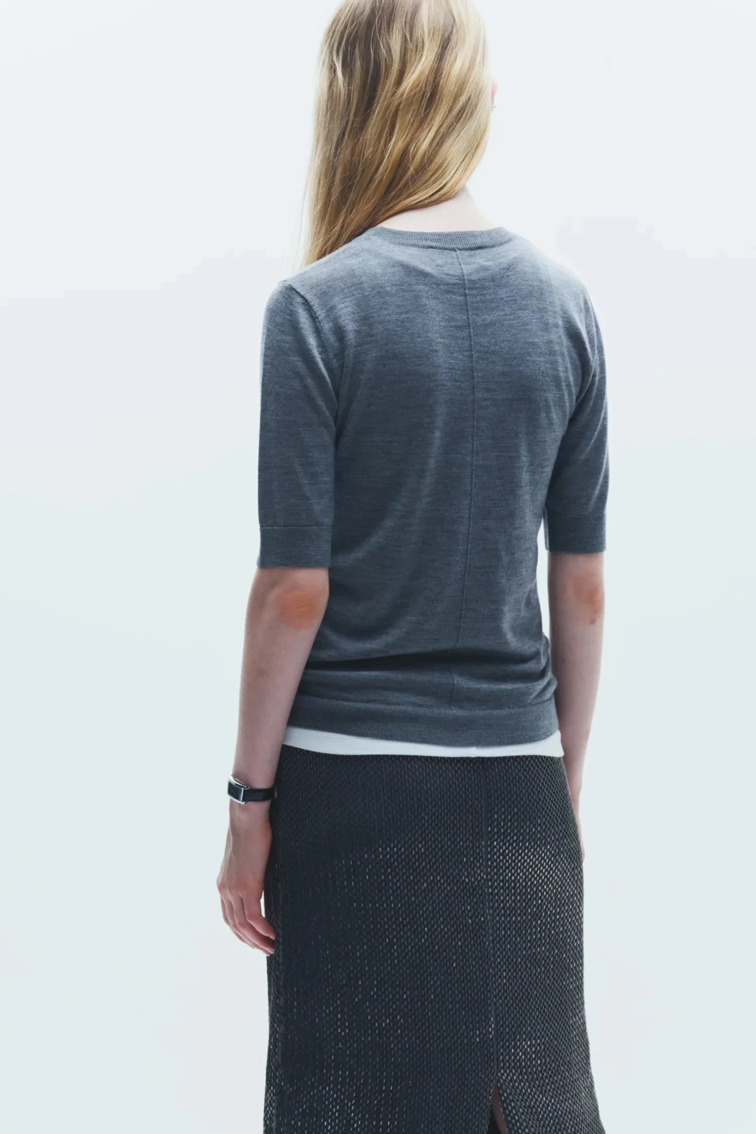 Saint Art New York - Lucia Short Sleeve Sweater (Heather Grey)