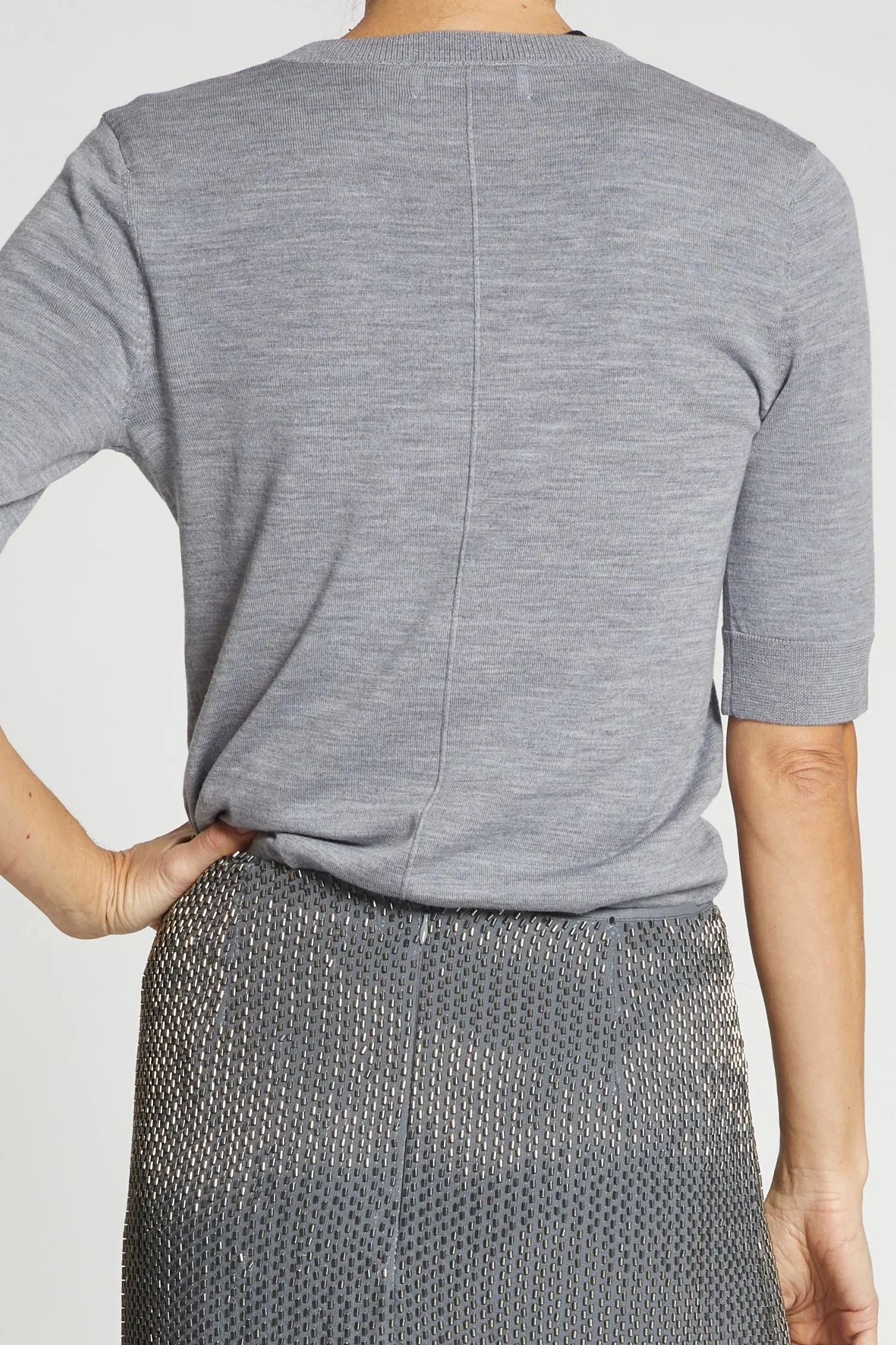 Saint Art New York - Lucia Short Sleeve Sweater (Heather Grey)