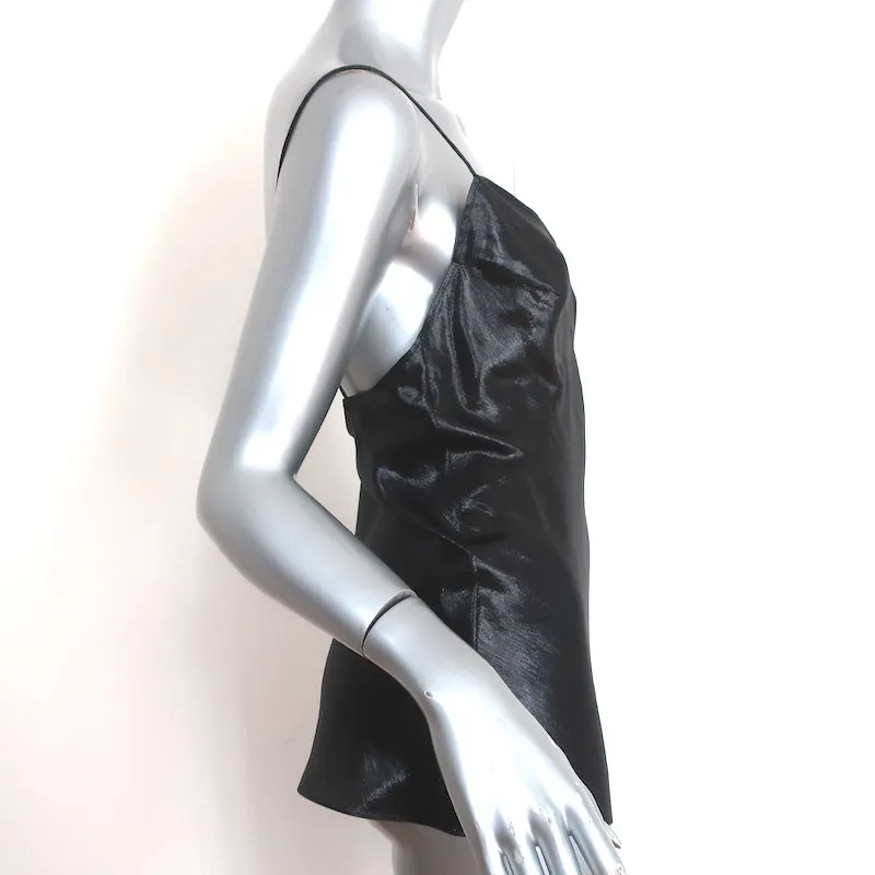 Saint Laurent Metallic Tank Top Black Silk-Blend Size 38