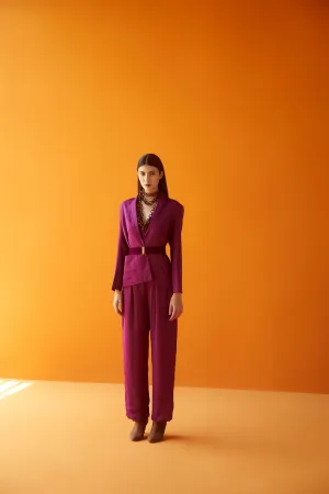 Sakshi Khetterpal  I  Pant-Suit Set Pant  Blazer   Bralette With Belt= 3Pcs Rasberry Radiance SK-045 A/W2024 Seasons