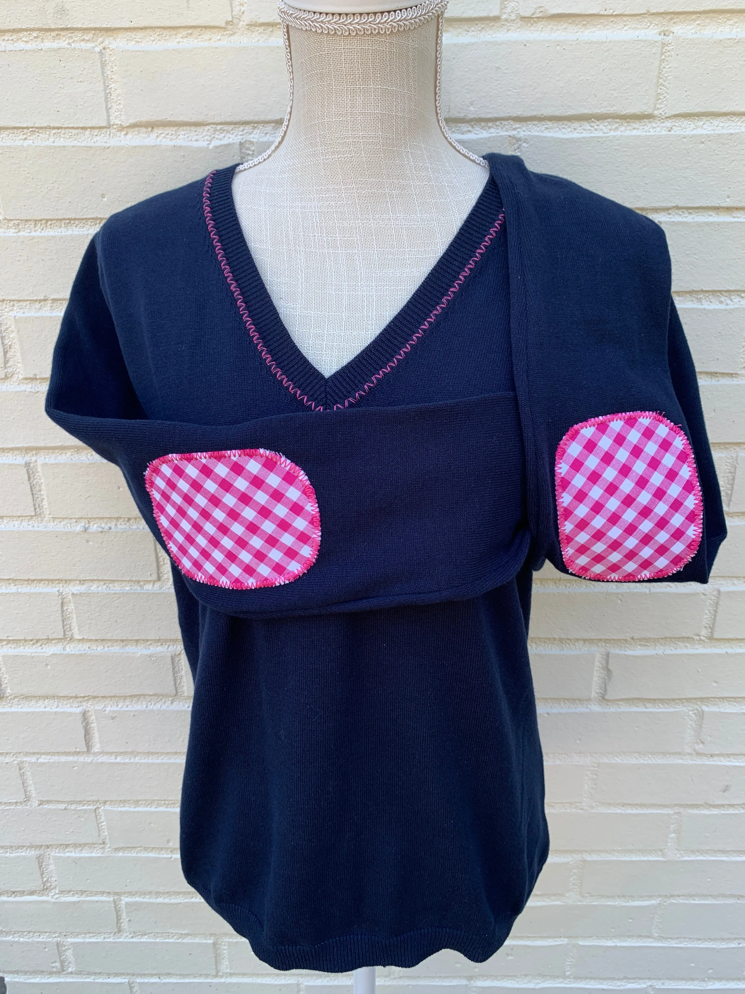 SALE - S ONLY - Rosanna - Elbow Patch V-Neck Sweater (ROS02) *FINAL SALE*