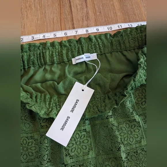 Samsøe Fan Floral Lace Maxi Skirt in Green Twist Of Lime, Size L