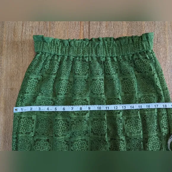 Samsøe Fan Floral Lace Maxi Skirt in Green Twist Of Lime, Size L