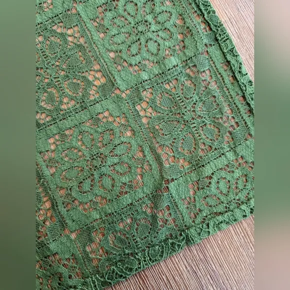 Samsøe Fan Floral Lace Maxi Skirt in Green Twist Of Lime, Size L