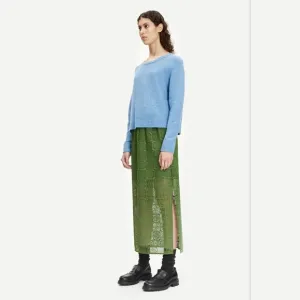 Samsøe Fan Floral Lace Maxi Skirt in Green Twist Of Lime, Size L