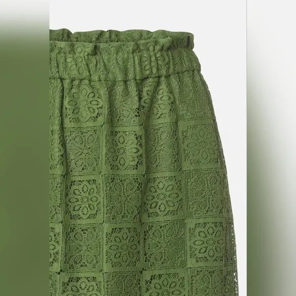 Samsøe Fan Floral Lace Maxi Skirt in Green Twist Of Lime, Size L