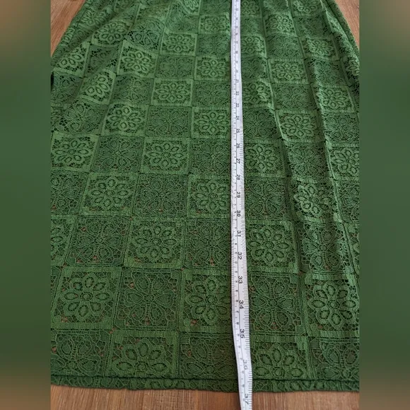 Samsøe Fan Floral Lace Maxi Skirt in Green Twist Of Lime, Size L