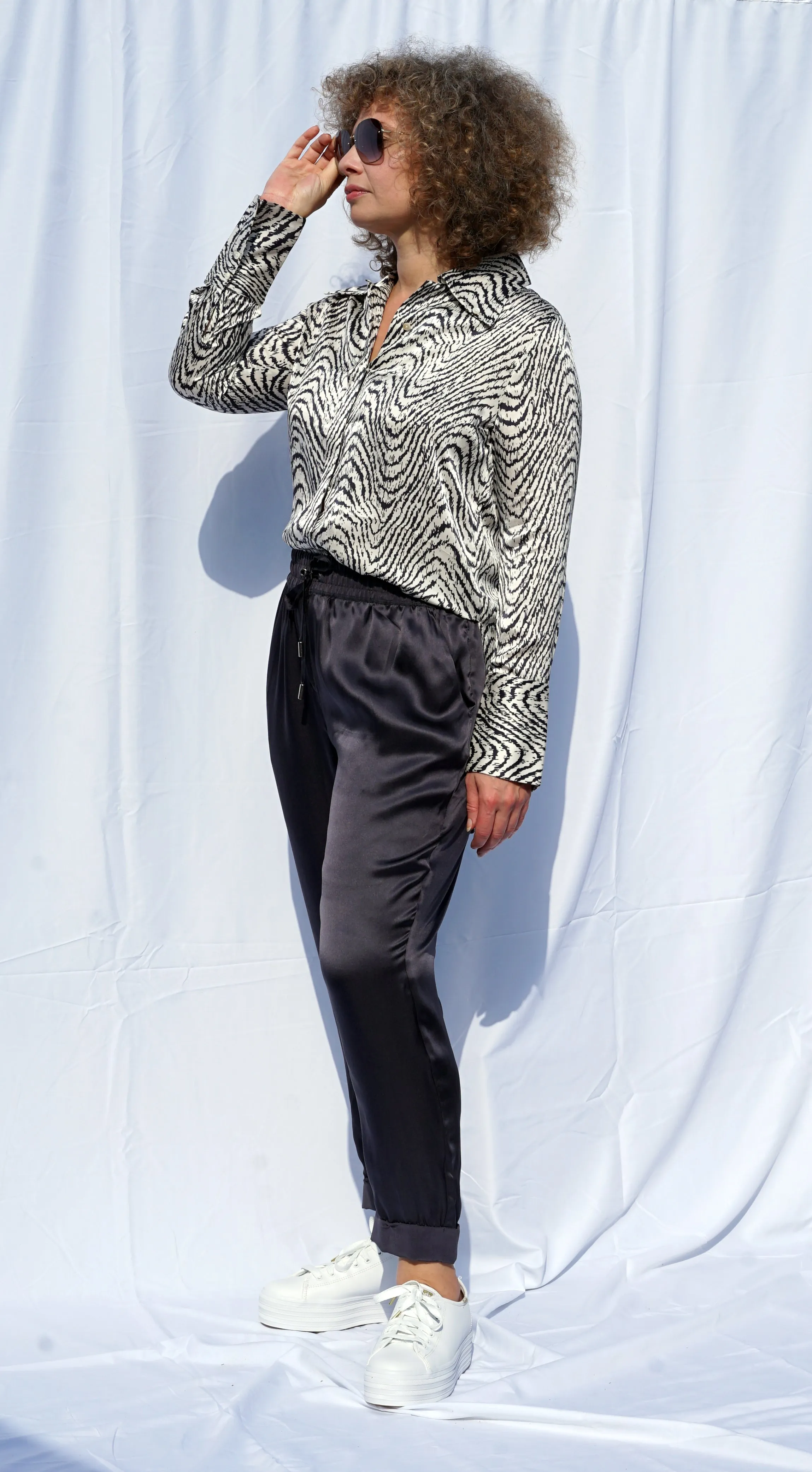 SARAH BLACK SILK PANT
