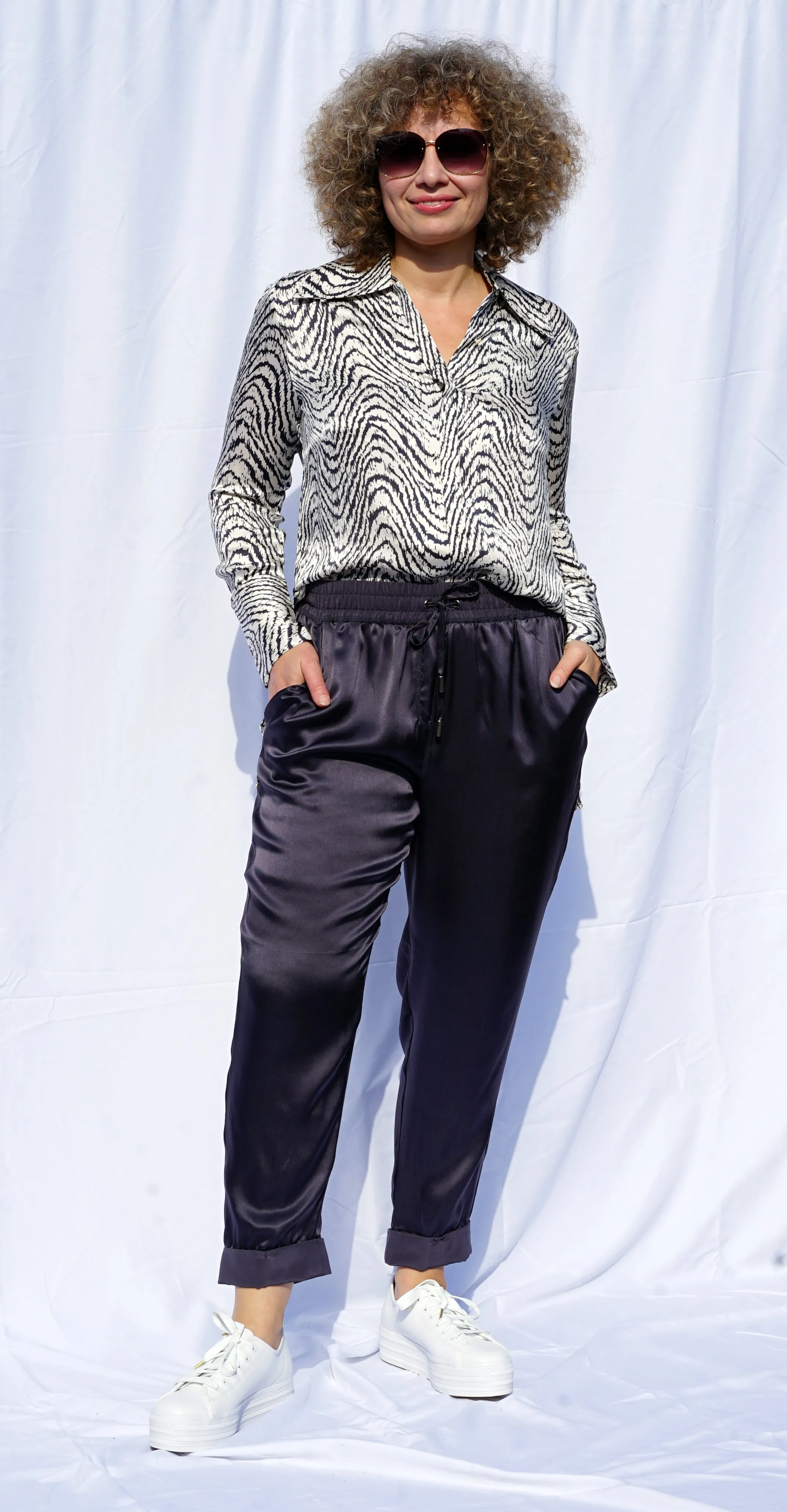 SARAH BLACK SILK PANT
