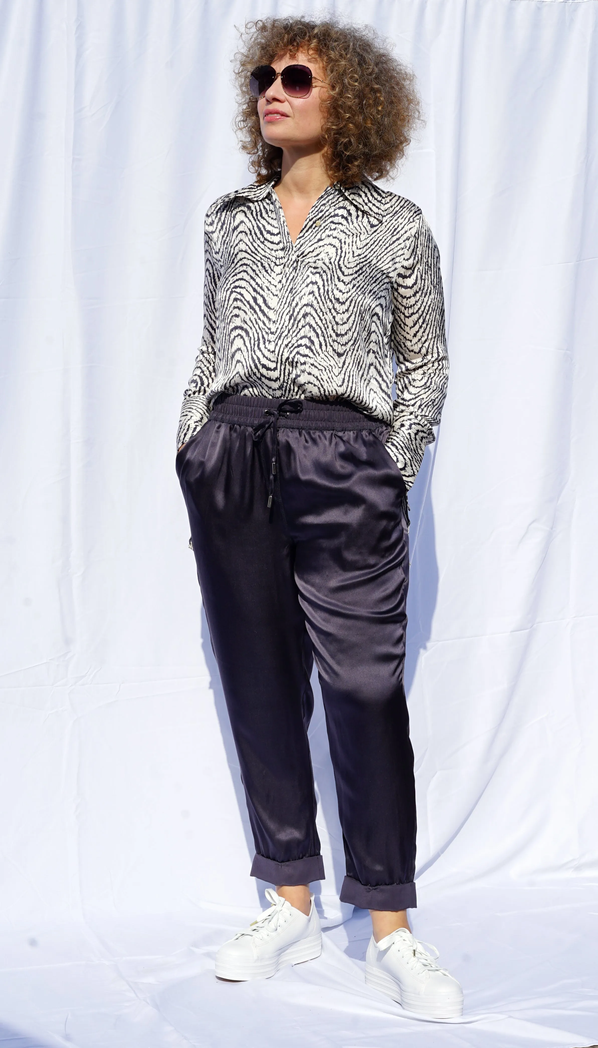 SARAH BLACK SILK PANT