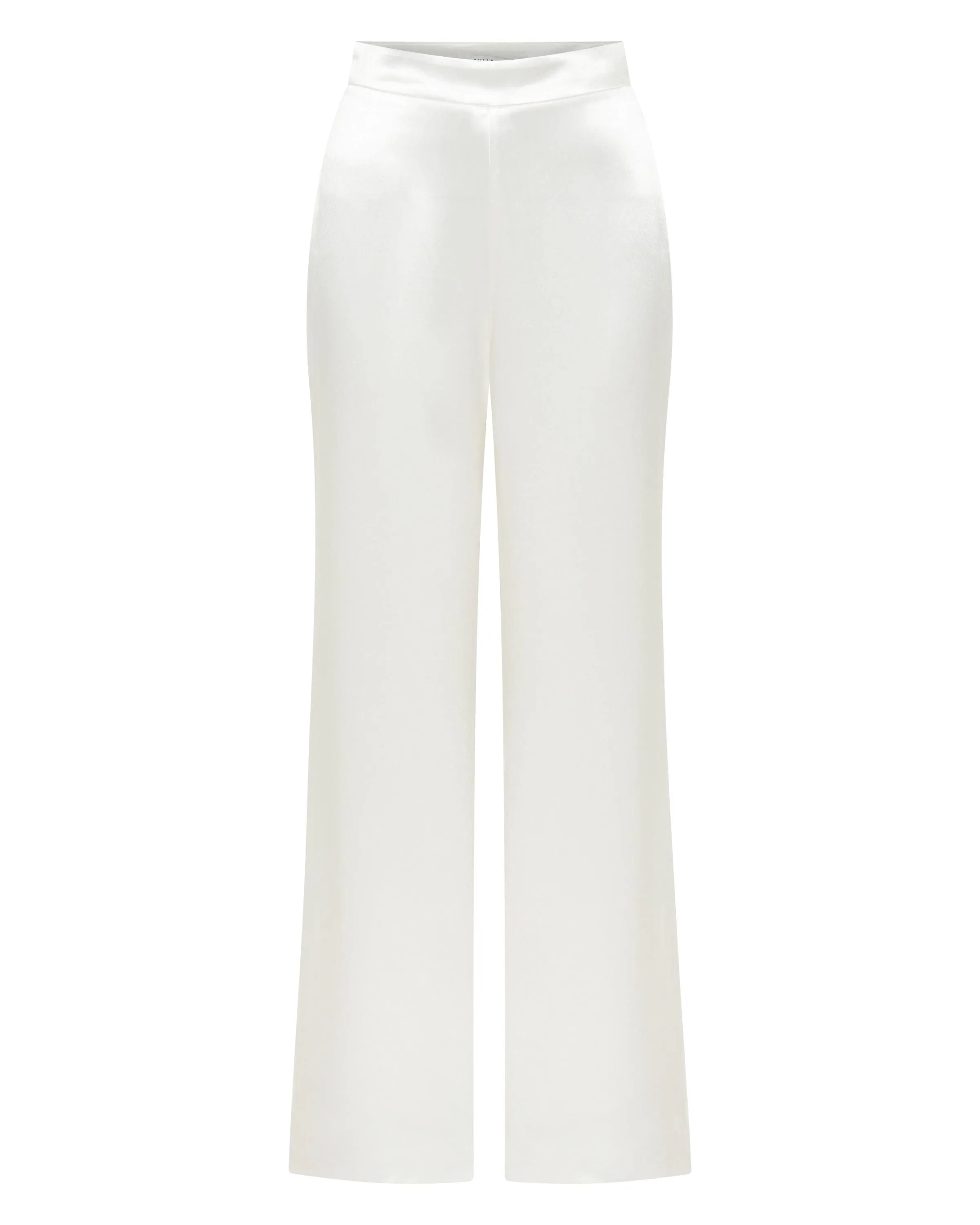 SATIN FLARE TROUSER | POWDER WHITE