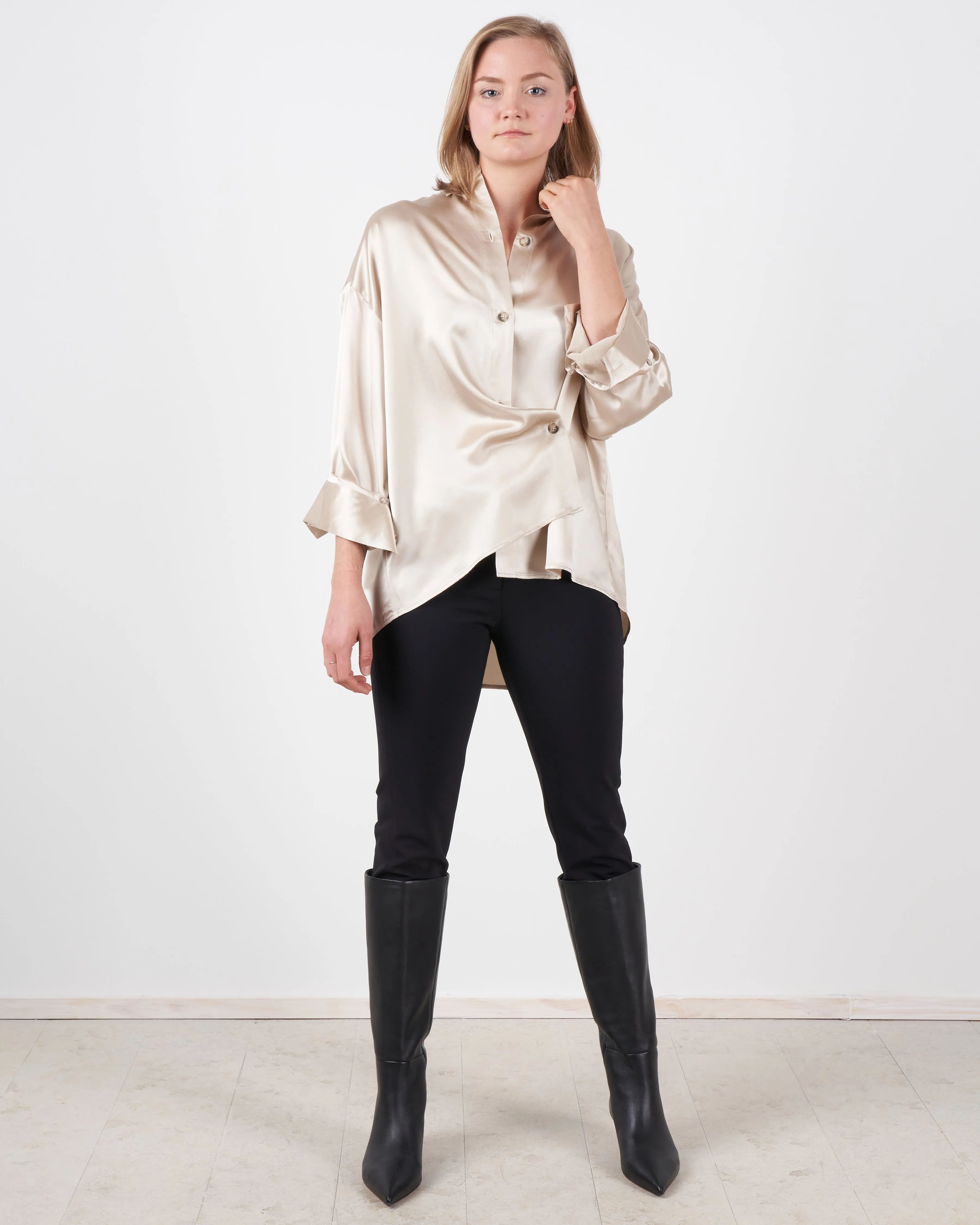satin sheets shirt - champagne