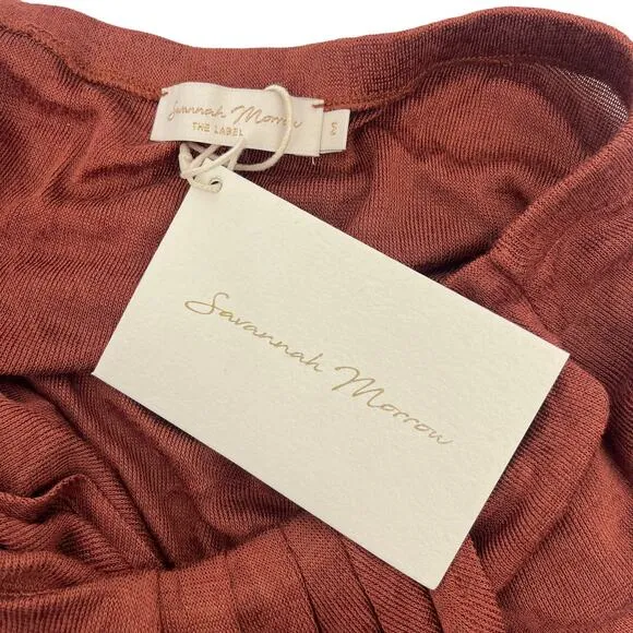 SAVANNAH MORROW The Label Ayra Skirt Bamboo Tulip Hem Paprika Ruched Medium NEW