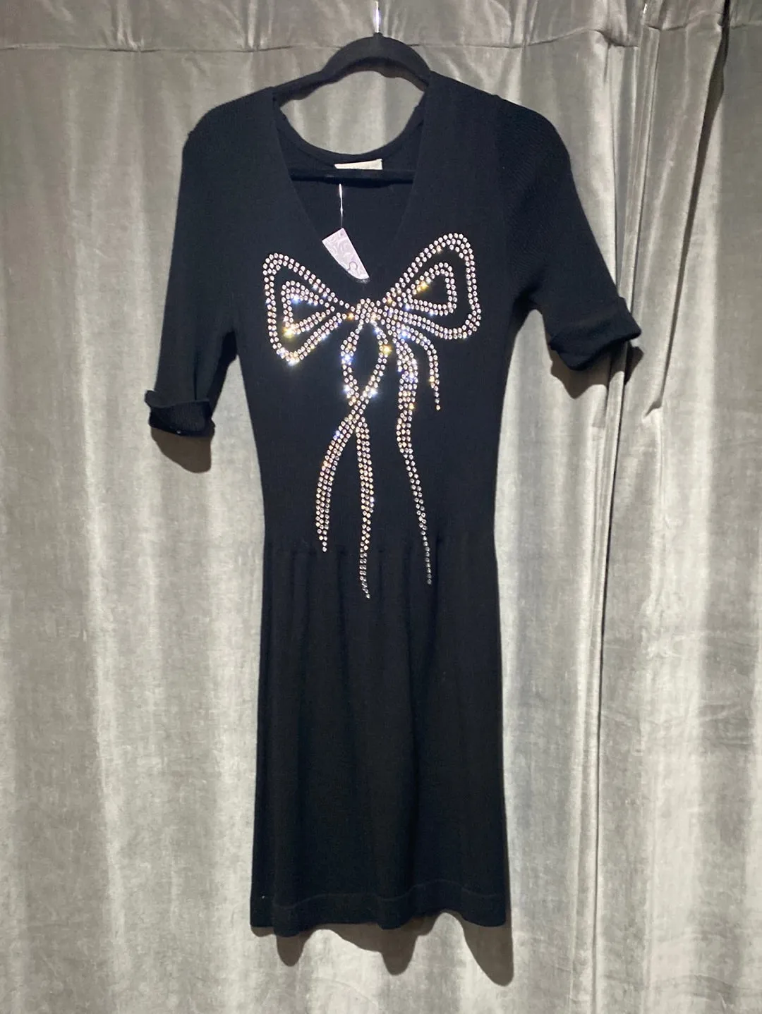See by Chloe Short Sleeve Sweater Dress with Bow Detail