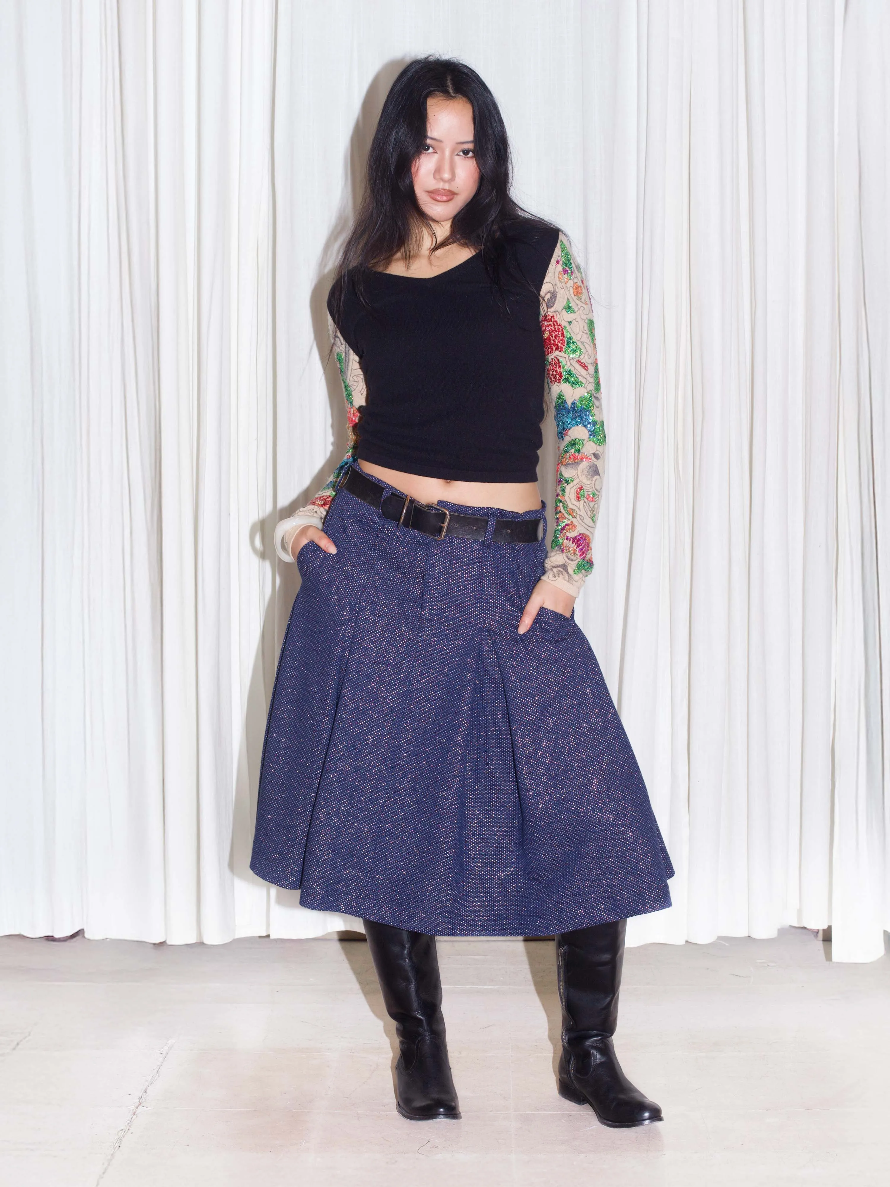 Sequin Cashmere V-Neck