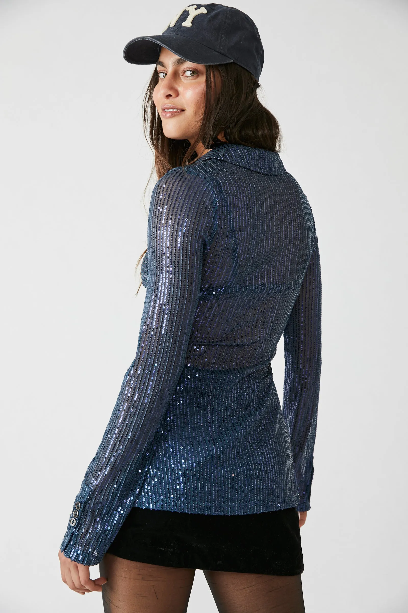 Sequin Shirtee in Varsity Navy